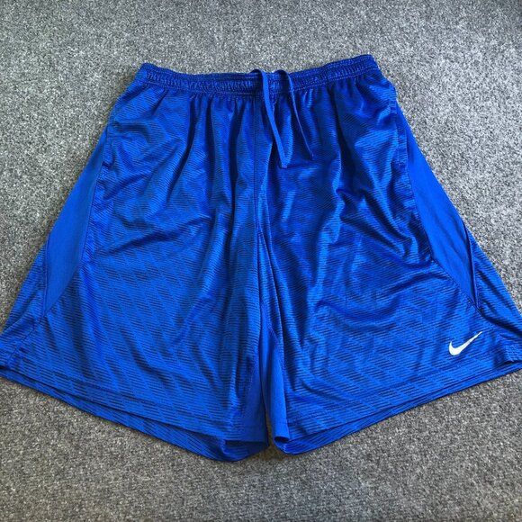 Nike Shorts Mens XXL Blue Basketball Baggy Shiny Pockets Gym Workout Drifit - Picture 1 of 13